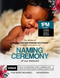 Brown Maximalist Baby Naming Ceremony  Flyer (us Letter) template