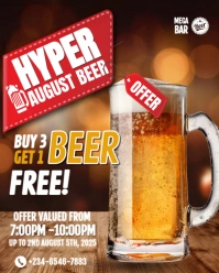 Brown Maximalist Bar Beer Promo Flyer  Instagram Portrait template