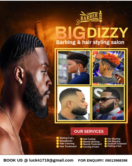Brown Maximalist Barbing Salon Flyers  Instagram Portrait template