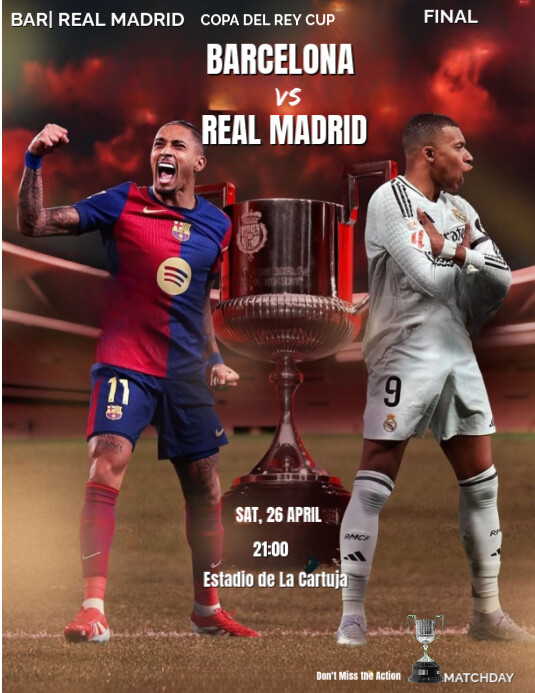 Copia de Brown Maximalist Barcelona Vs Real Madrid Copa Del Rey Final ...