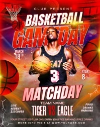 Brown Maximalist Basketball Gameday Poster Poster/wallboard Póster/Tablero template