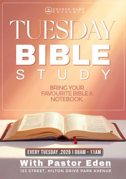 Brown Maximalist Bible Study Animation 2026 A4 Template | PosterMyWall