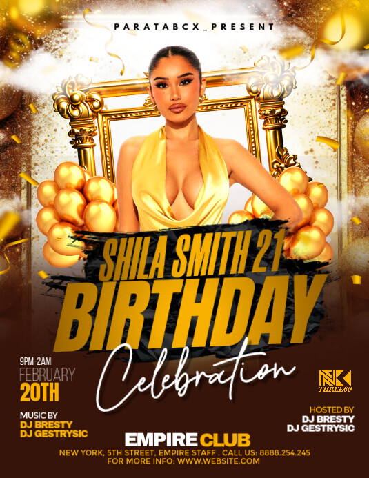 Brown Maximalist Birthday Bash Night Party Flyer (us Letter) Pamflet (VSA Brief) template