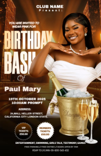 Brown Maximalist Birthday Celebration Invitation Template Tabloid