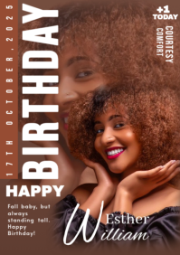Brown Maximalist Birthday Flyer A4 template