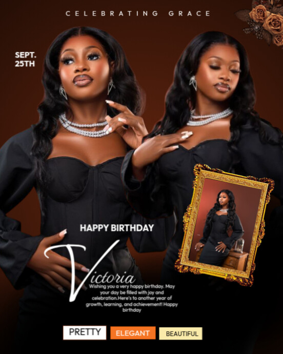 Copy of Brown Maximalist Birthday Flyer Instagram Portrait | PosterMyWall
