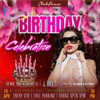 Brown Maximalist Birthday Night Party Instagram Post template