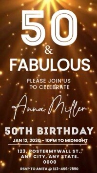 Brown Maximalist Birthday Party Invite Instagram Reel template