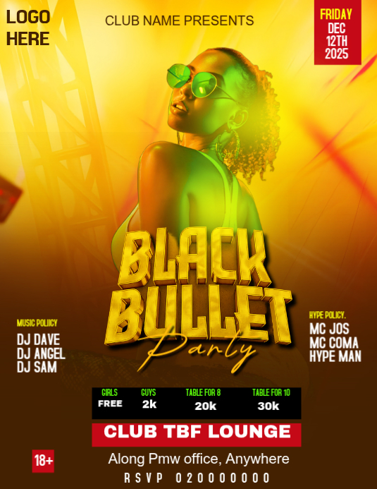 Flyer With Bullets Brown Maximalist Black Bullet Party Flyer (us Letter) Template ...