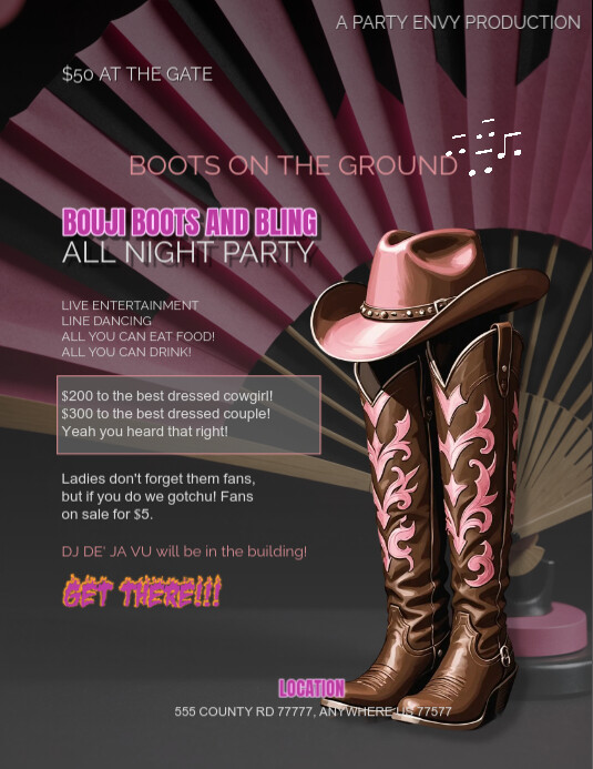 Brown Maximalist Boots And Bling Flyer (us Letter) template