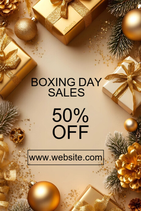 Brown Maximalist Boxing Day Sales Flyer Poster Cartaz template