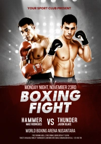 Brown Maximalist  Boxing Fight Flyer Template A5