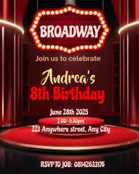 Brown Maximalist Broadway Birthday Invitation Template  Instagram Portrait
