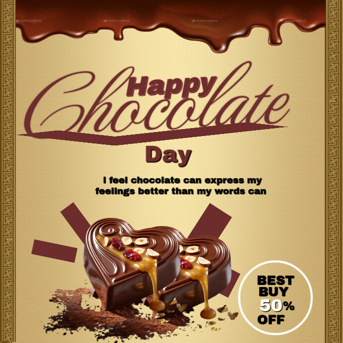 Brown Maximalist Brown chocolate day Instagram Post Template | PosterMyWall