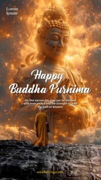 Brown Maximalist Buddha Purnima Digital Display (9:16) template