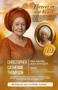 Brown Maximalist Burial Program Invitation Template Tabloid