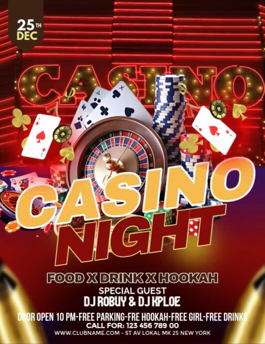 Brown Maximalist Casino Game Flyer (us Letter) template