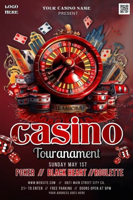 Brown Maximalist Casino Tournament  Banner 4' × 6' template