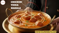 Brown Maximalist Chicken Tikka Masala Restaurant Food Promotion Poster Digital Display (16:9) template