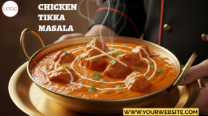 Brown Maximalist Chicken Tikka Masala Restaurant Food Promotion Poster Digital Display (16:9) template