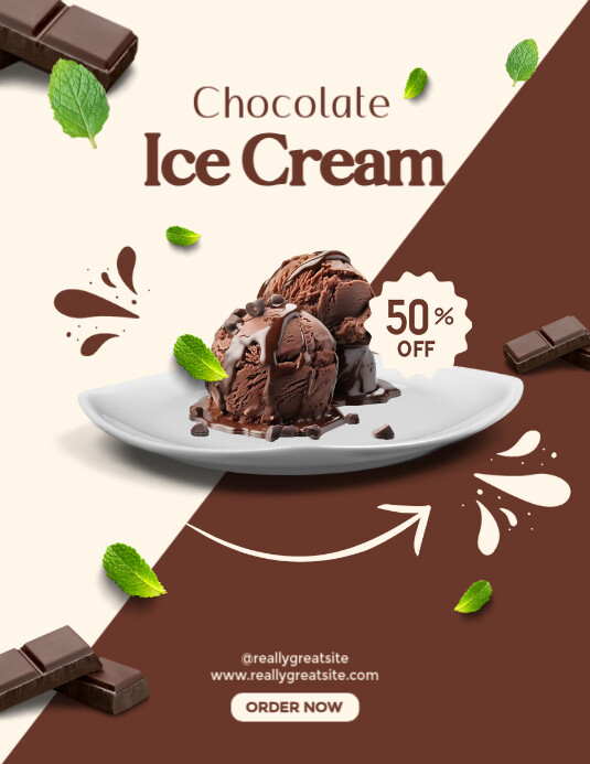 Brown Maximalist Chocolate Ice Cream Flyer (us Letter) template