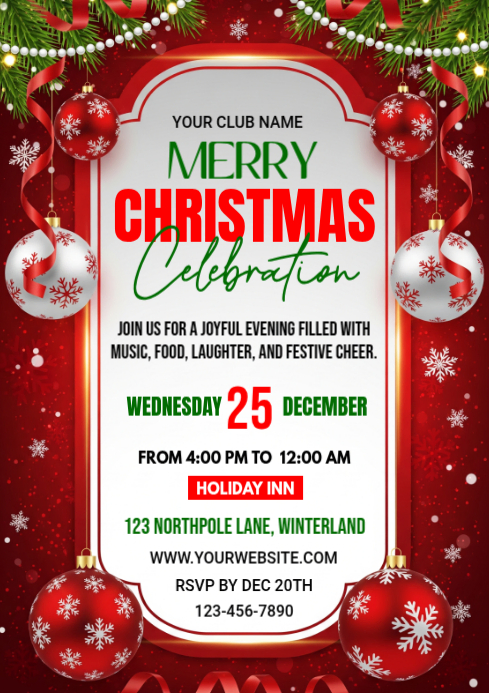Brown Maximalist Christmas Party A4 Template | PosterMyWall