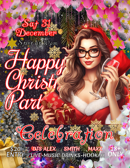 Brown Maximalist Christmas Party Flyer (us Letter) Template | PosterMyWall