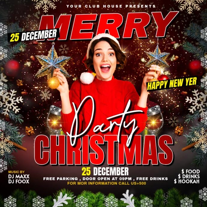Plantilla de Brown Maximalist Christmas Party Flyer Instagram Post ...