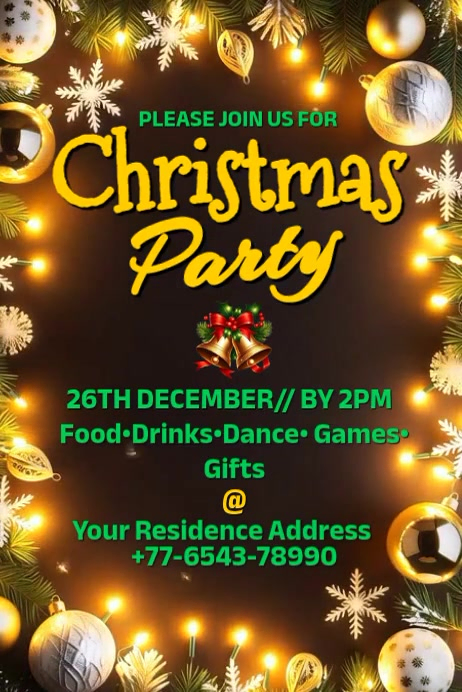Brown Maximalist Christmas Party Flyer Poster Template | PosterMyWall