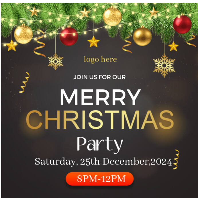 Brown Maximalist Christmas Party Instagram Post Template | PosterMyWall