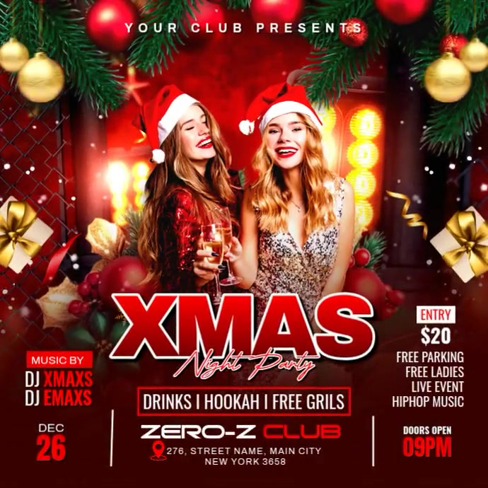 Brown Maximalist Christmas Party Instagram Post Template | PosterMyWall