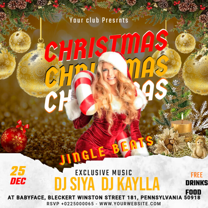 Plantilla de Brown Maximalist Christmas Party Instagram Post | PosterMyWall