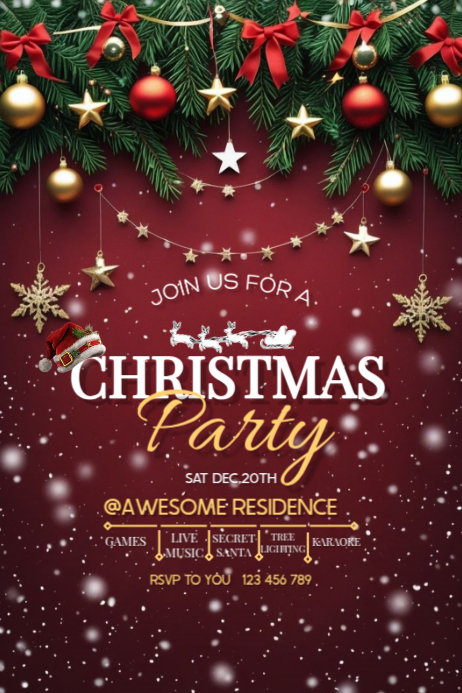 Brown Maximalist Christmas Party Invitation Poster Template | PosterMyWall