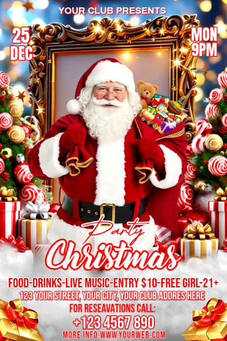 Plantilla de Brown Maximalist Christmas Party Poster | PosterMyWall