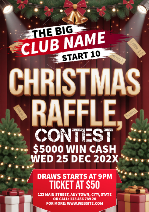 Brown Maximalist Christmas Raffle A4 Template | PosterMyWall