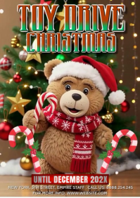 Brown Maximalist Christmas Toy Drive  A4 template
