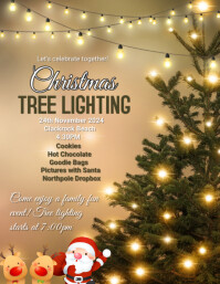 Brown Maximalist Christmas Tree Lighting Flyer (us Letter) template