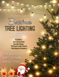Brown Maximalist Christmas Tree Lighting Flyer (us Letter) template