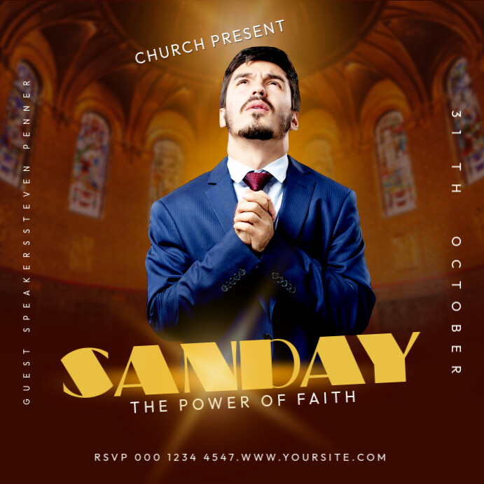 Plantilla de Brown Maximalist Church Conference Flyer Instagram Post ...