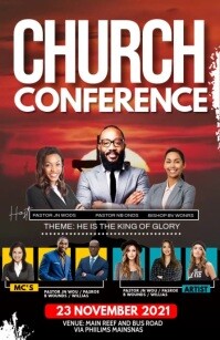 Brown Maximalist Church Conference Half Page Wide template