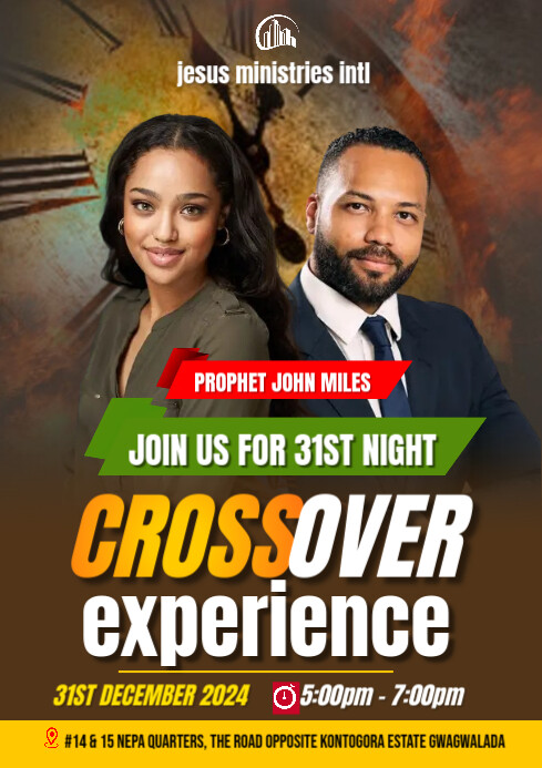 Copy of Brown Maximalist Church Cross Over Night A4 | PosterMyWall