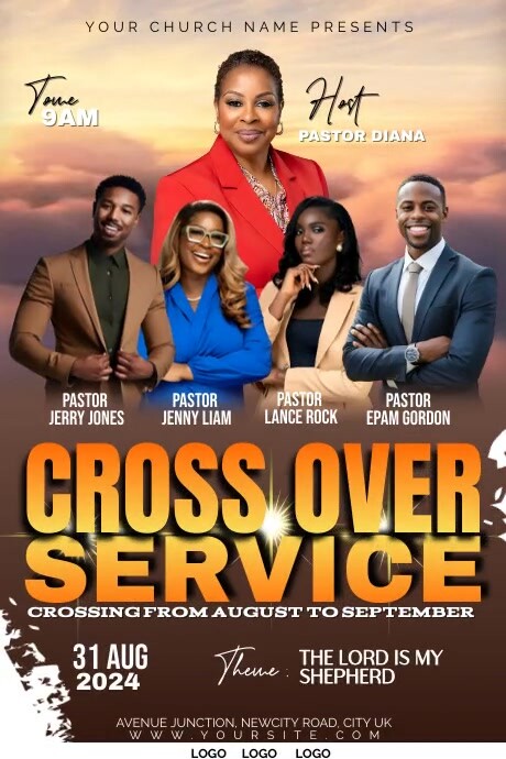 Copy of Brown Maximalist Church Cross Over Service P | PosterMyWall