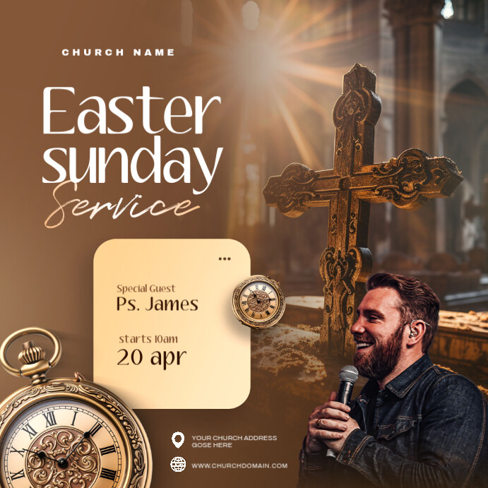 Brown Maximalist Church Flyer Instagram Post Template | PosterMyWall