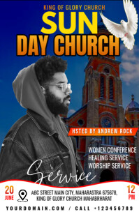Brązowy Brown Maximalist Church Service Tabloid Tabloid Template