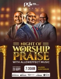Brown Maximalist Church Worship And Praise Night  Flyer (us Letter) template