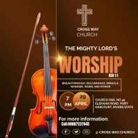 Brown Maximalist Church Worship Event Poster Logo Logotyp template