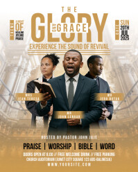 Brown Maximalist Church Worship Poster for Instagram Portrait template