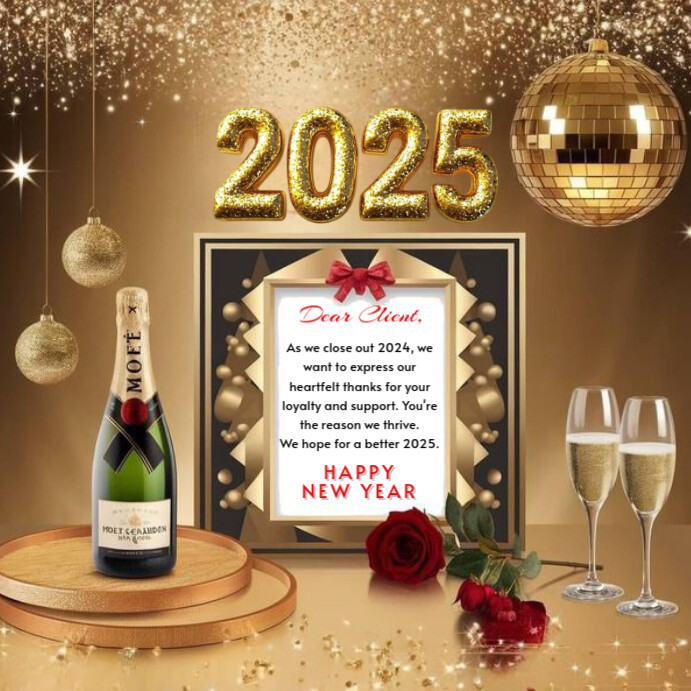 Brown Maximalist Client Appreciation Message/happy New Year Instagram Post Instagram-Beitrag template