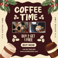 Brown Maximalist Coffee Time Instagram Post template