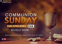 Brown Maximalist Communion Sunday Church Service Postcard template